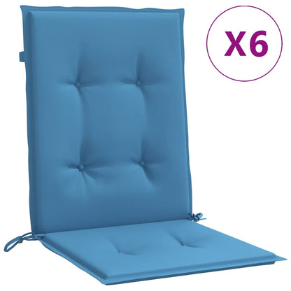 Coussins de chaise à dossier bas lot de 6 bleu mélangé tissu