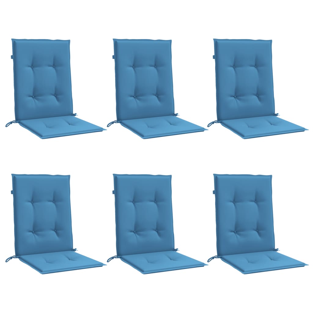 Coussins de chaise à dossier bas lot de 6 bleu mélangé tissu