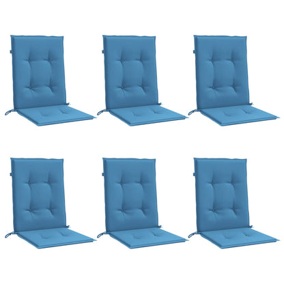 Coussins de chaise à dossier bas lot de 6 bleu mélangé tissu