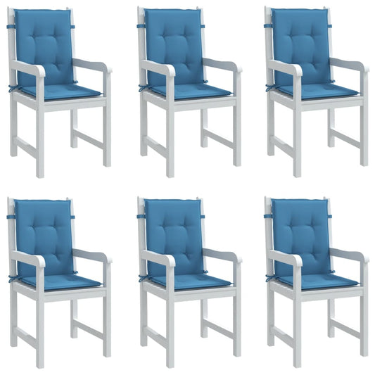 Coussins de chaise à dossier bas lot de 6 bleu mélangé tissu