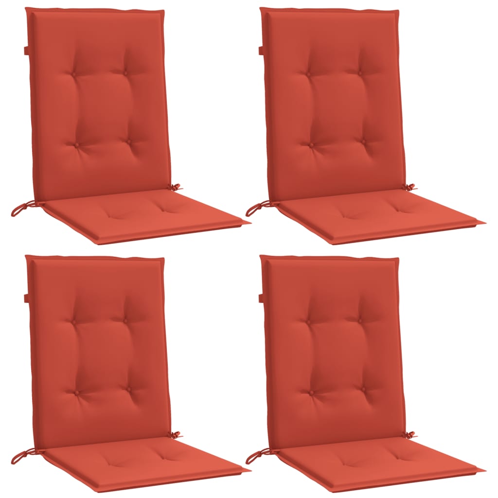 Coussins de chaise à dossier bas lot de 4 rouge mélangé tissu