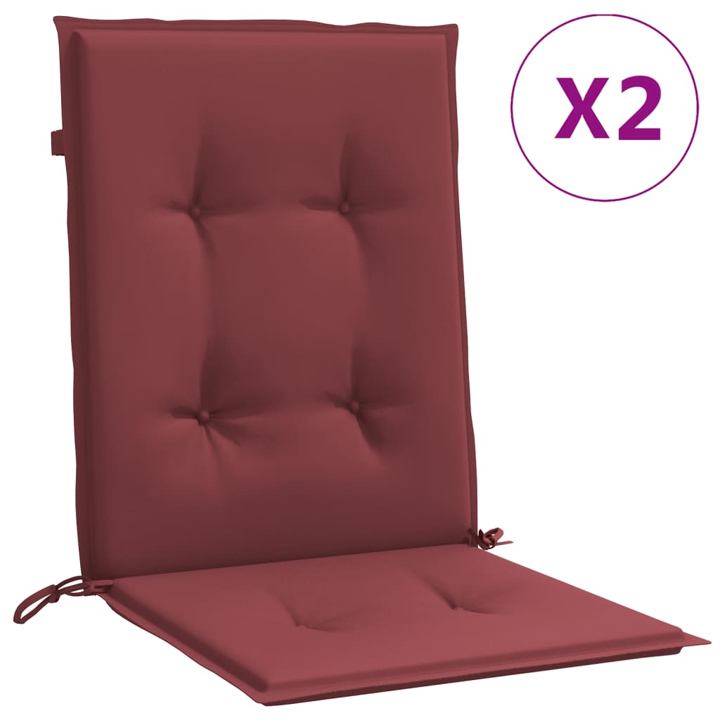 Coussins de chaise dossier bas lot de 2 rouge bordeaux mélangé