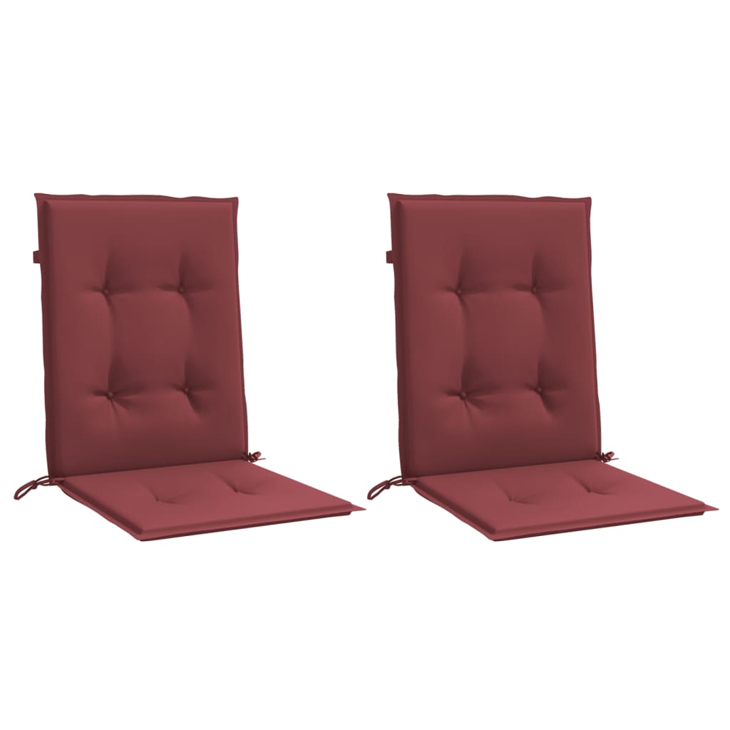 Coussins de chaise dossier bas lot de 2 rouge bordeaux mélangé