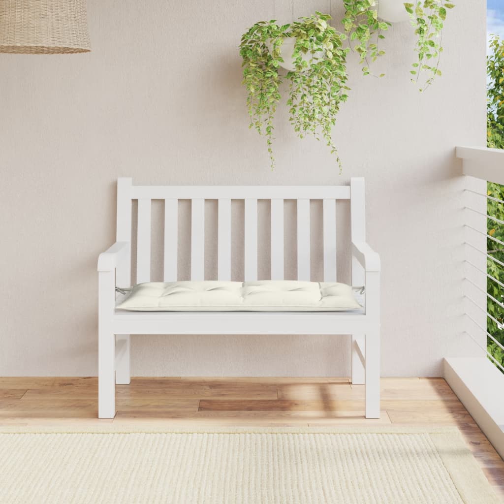 Coussin de banc de jardin crème mélangé 100x50x7 cm tissu