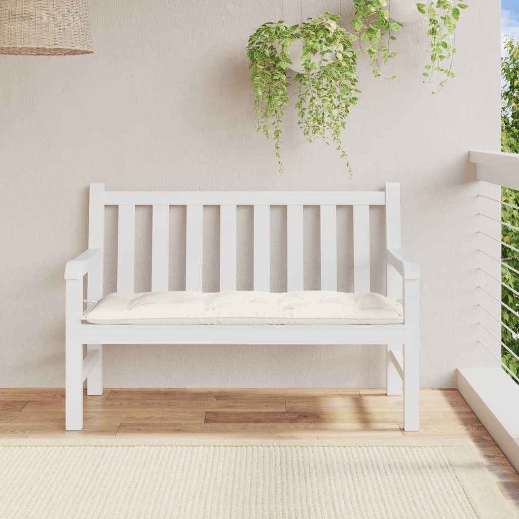 Coussin de banc de jardin crème mélangé 120x50x7 cm tissu