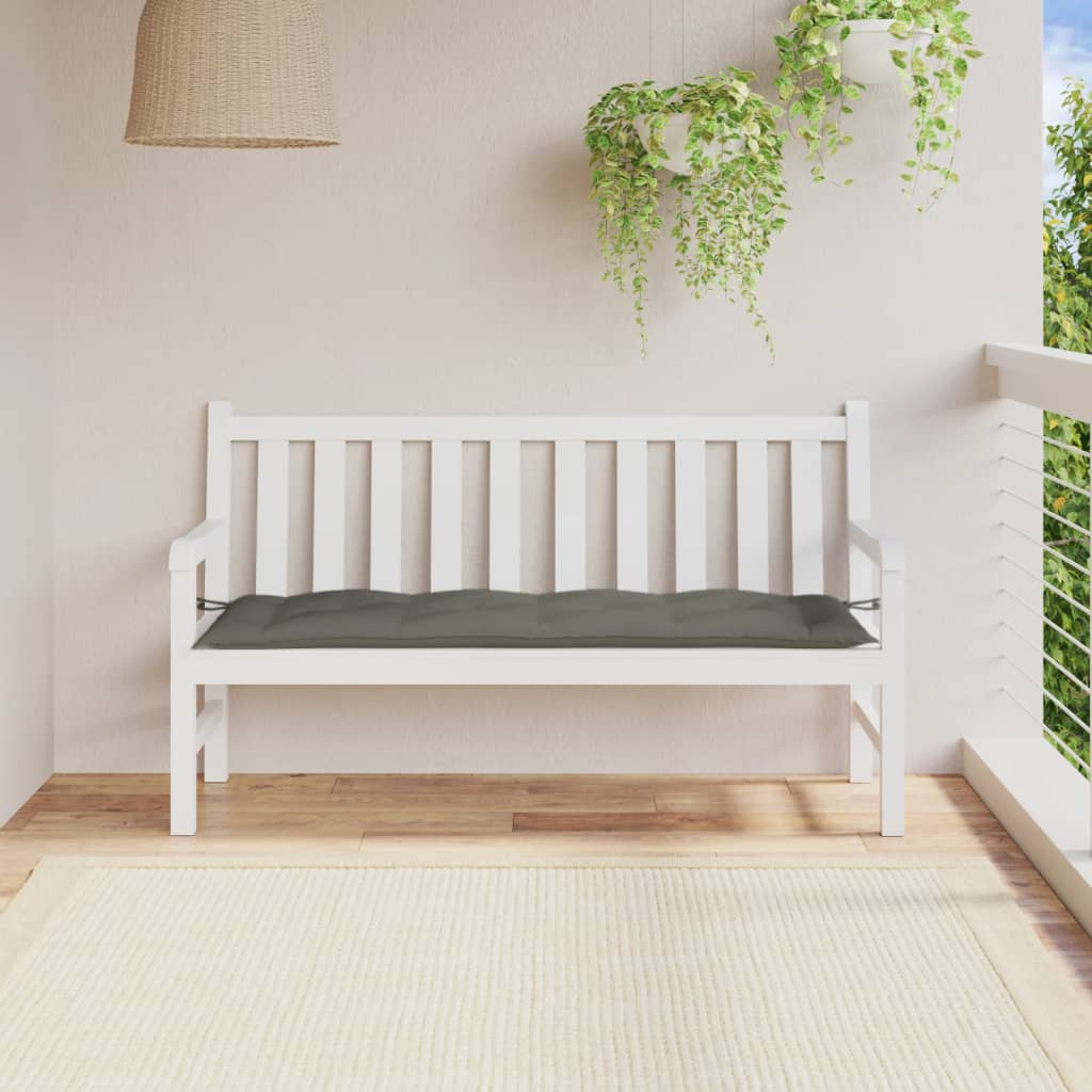 Coussin de banc de jardin gris foncé mélangé 150x50x7 cm tissu