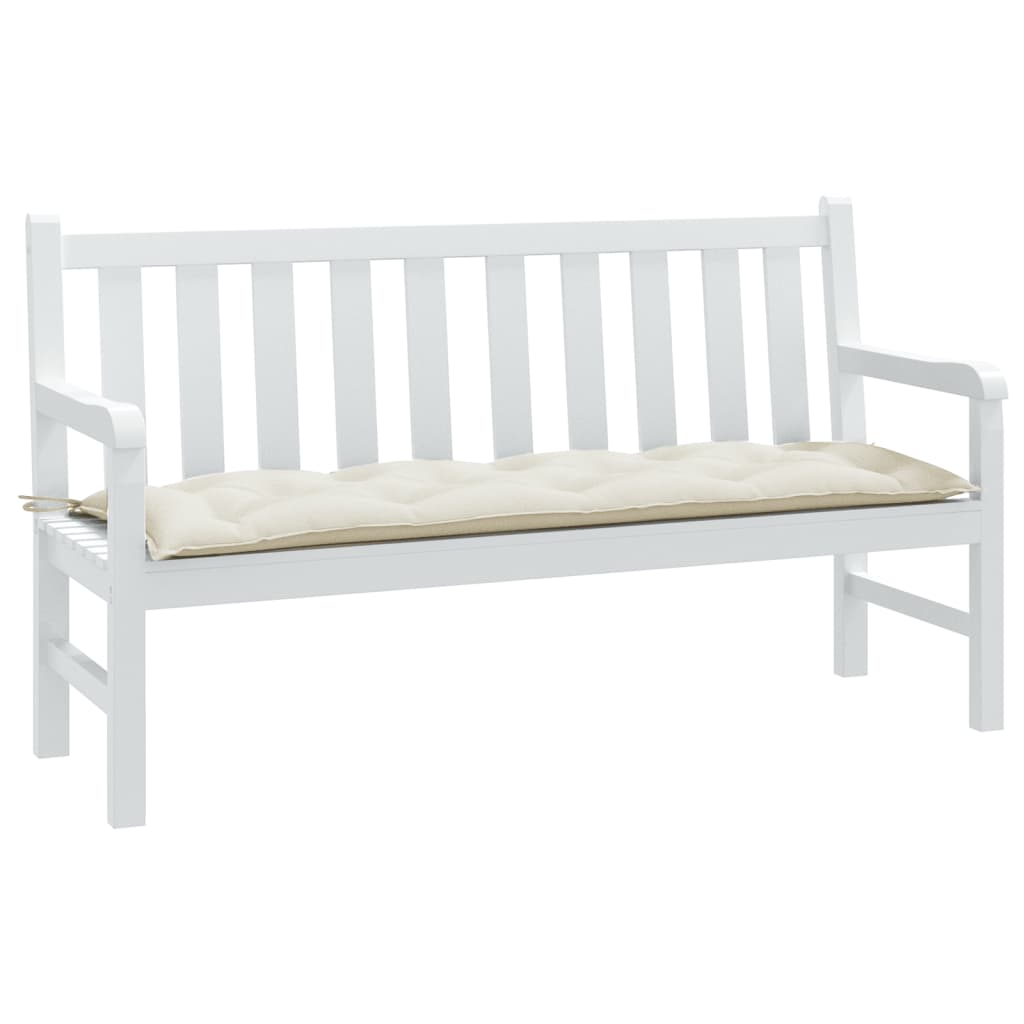 Coussin de banc de jardin crème mélangé 150x50x7 cm tissu