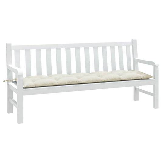 Coussin de banc de jardin crème mélangé 180x50x7 cm tissu