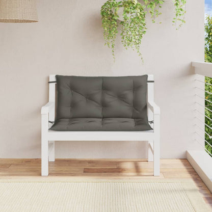 Coussins de banc de jardin lot de 2 gris foncé mélangé tissu