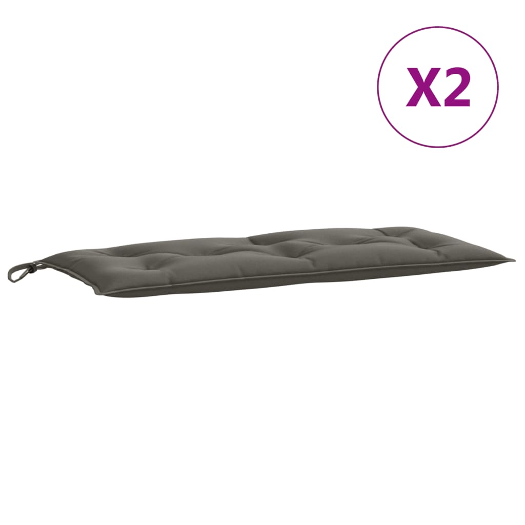 Coussins de banc de jardin lot de 2 gris foncé mélangé tissu