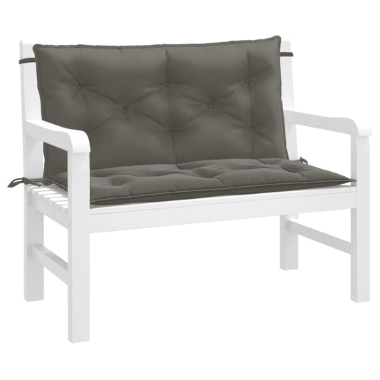 Coussins de banc de jardin lot de 2 gris foncé mélangé tissu