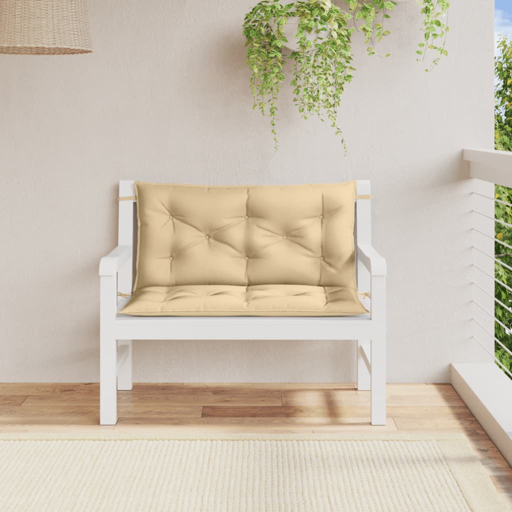 Coussins de banc de jardin lot de 2 beige mélangé tissu