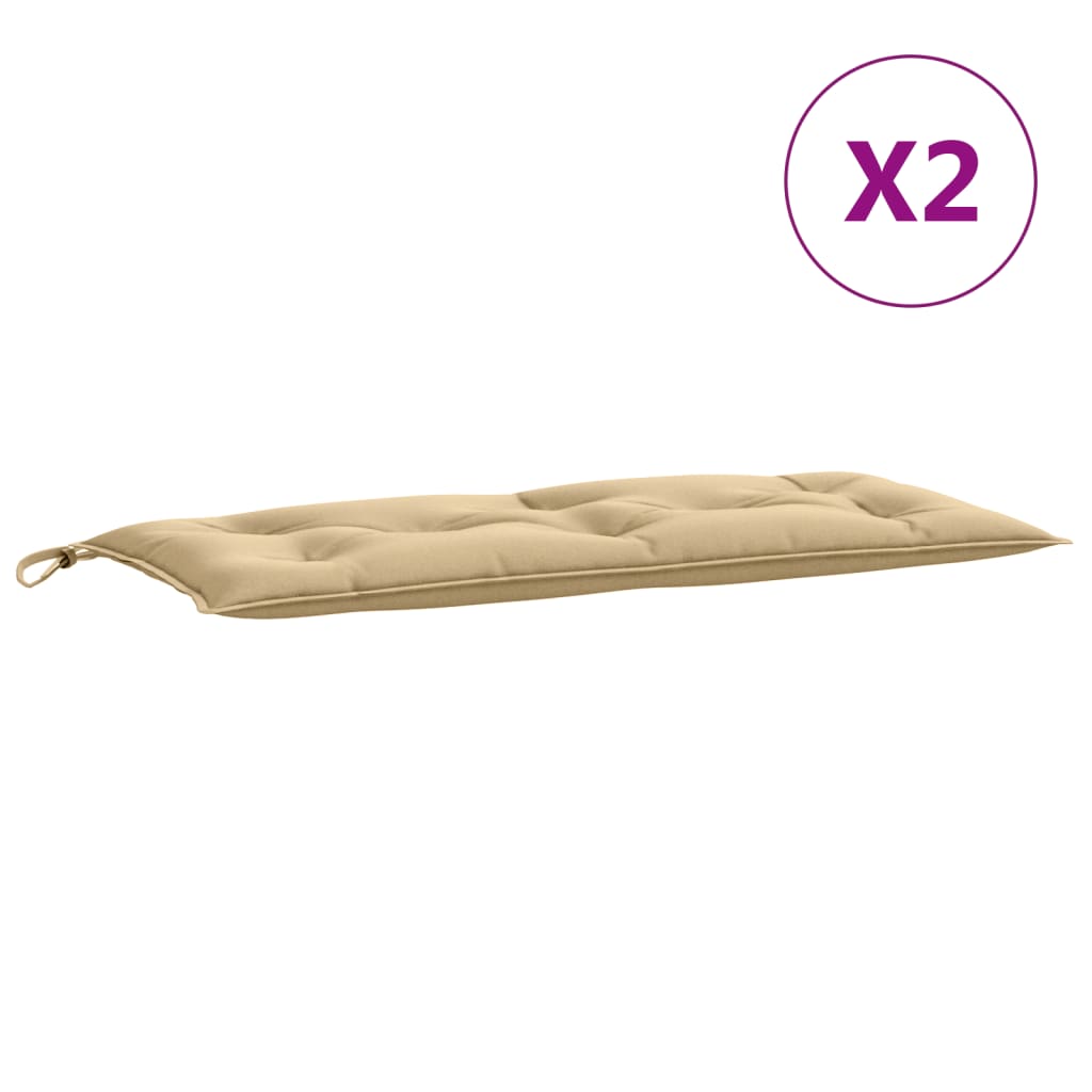 Coussins de banc de jardin lot de 2 beige mélangé tissu