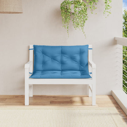 Coussins de banc de jardin lot de 2 bleu mélangé tissu