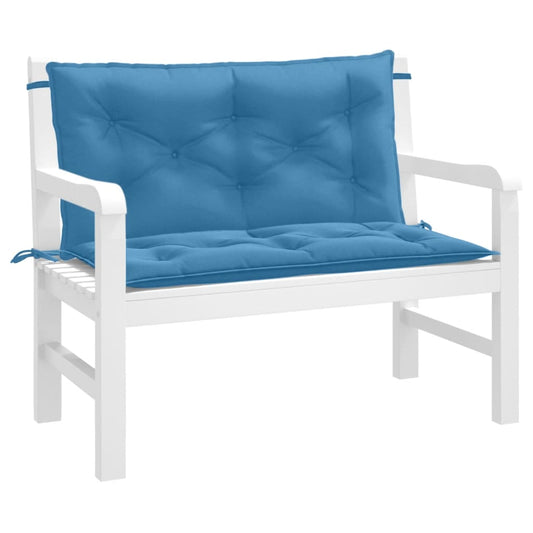 Coussins de banc de jardin lot de 2 bleu mélangé tissu