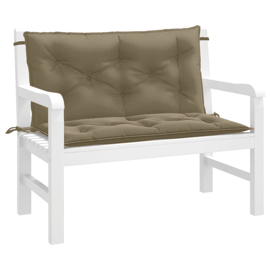 Coussins de banc de jardin lot de 2 taupe mélangé tissu