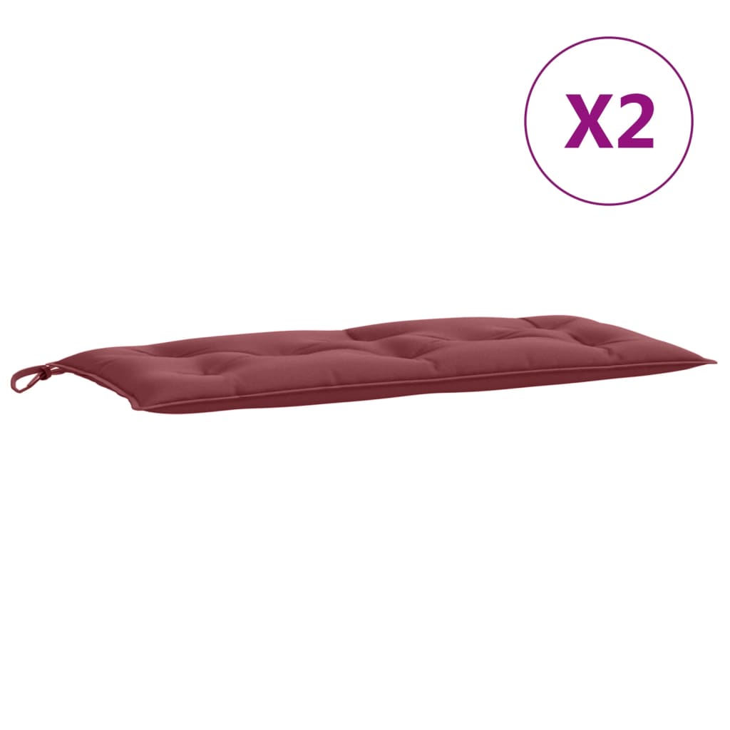 Coussins de banc de jardin lot de 2 rouge bordeaux mélangé