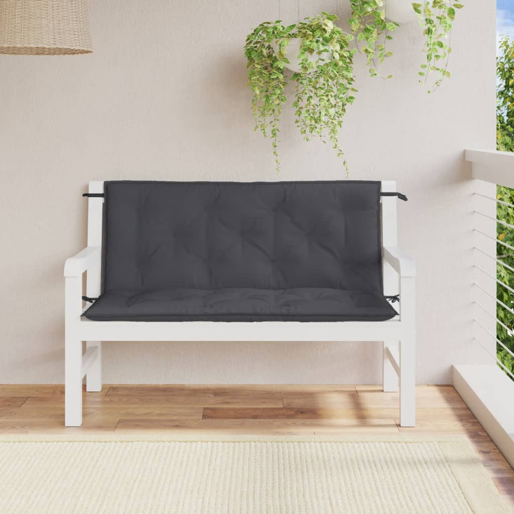 Coussins de banc de jardin lot de 2 anthracite mélangé tissu