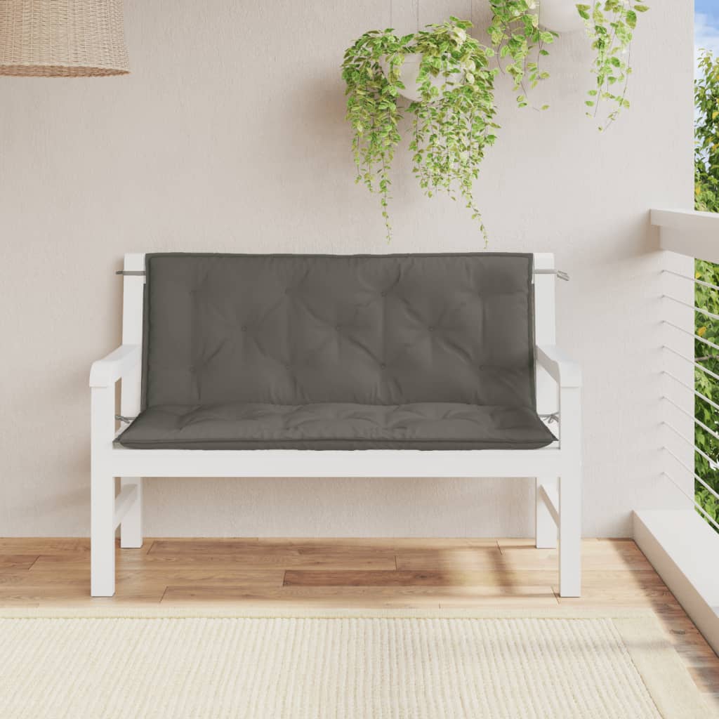 Coussins de banc de jardin lot de 2 gris foncé mélangé tissu