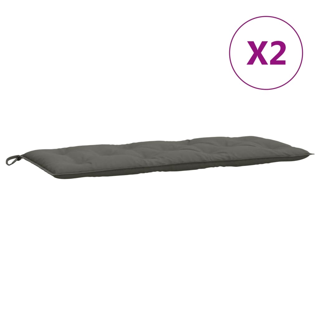 Coussins de banc de jardin lot de 2 gris foncé mélangé tissu