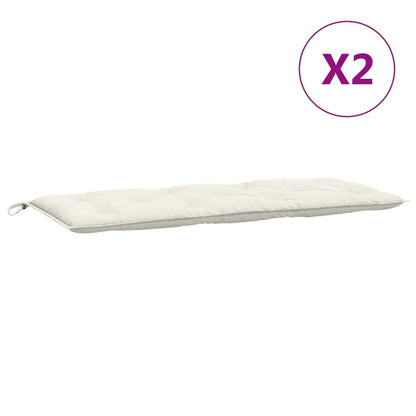 Coussins de banc de jardin lot de 2 crème mélangé tissu