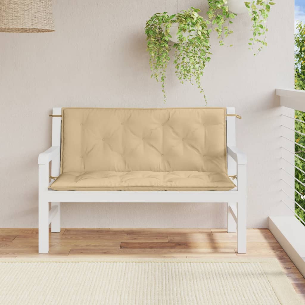 Coussins de banc de jardin lot de 2 beige mélangé tissu