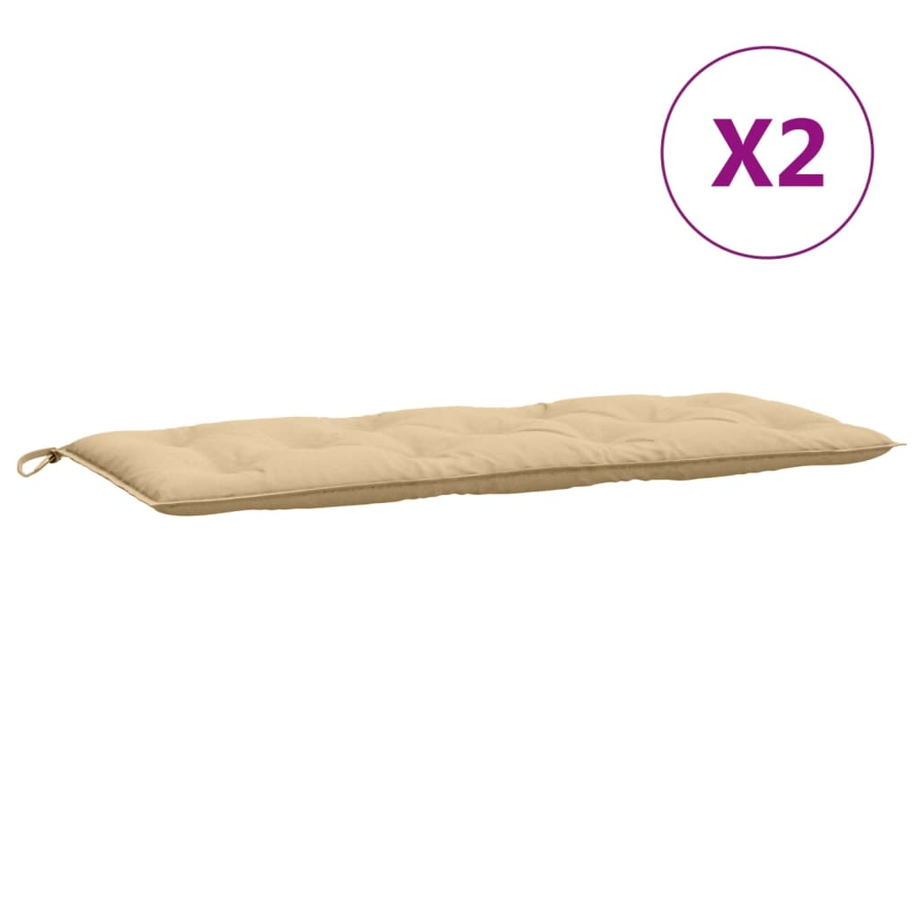 Coussins de banc de jardin lot de 2 beige mélangé tissu