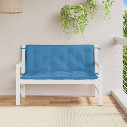 Coussins de banc de jardin lot de 2 bleu mélangé tissu