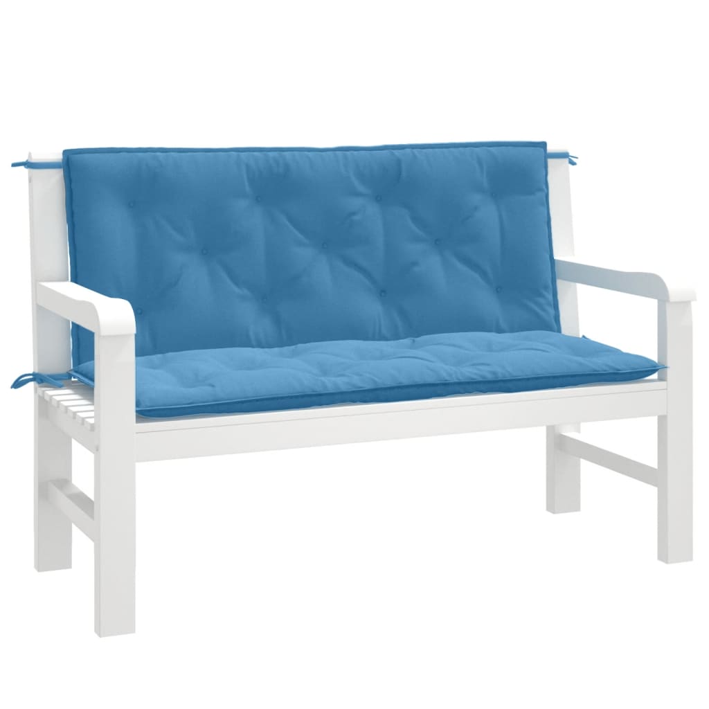 Coussins de banc de jardin lot de 2 bleu mélangé tissu