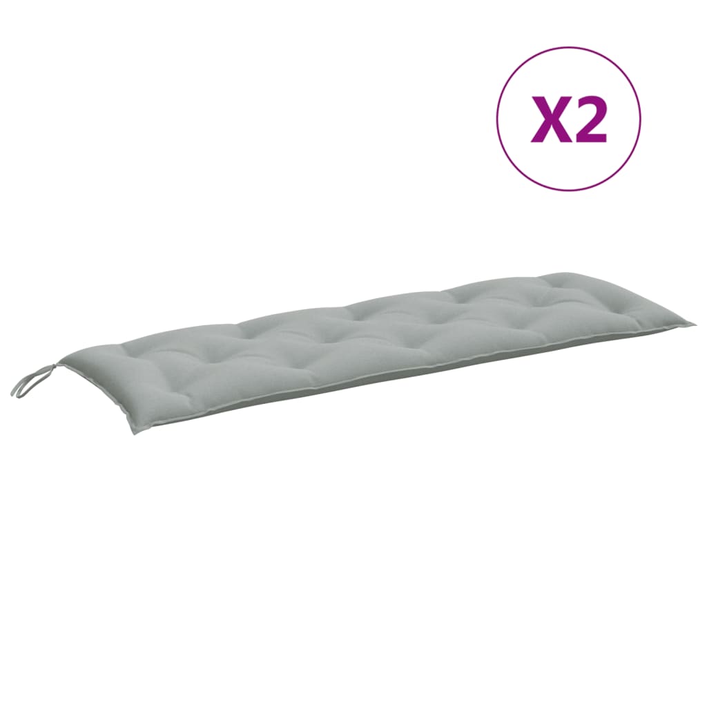 Coussins de banc de jardin lot de 2 gris clair mélangé tissu