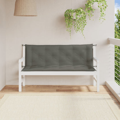 Coussins de banc de jardin lot de 2 gris foncé mélangé tissu