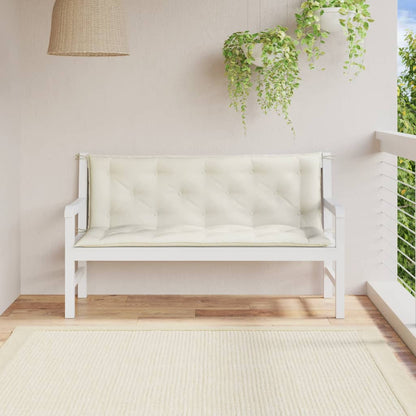 Coussins de banc de jardin lot de 2 crème mélangé tissu