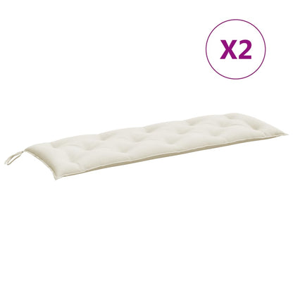 Coussins de banc de jardin lot de 2 crème mélangé tissu