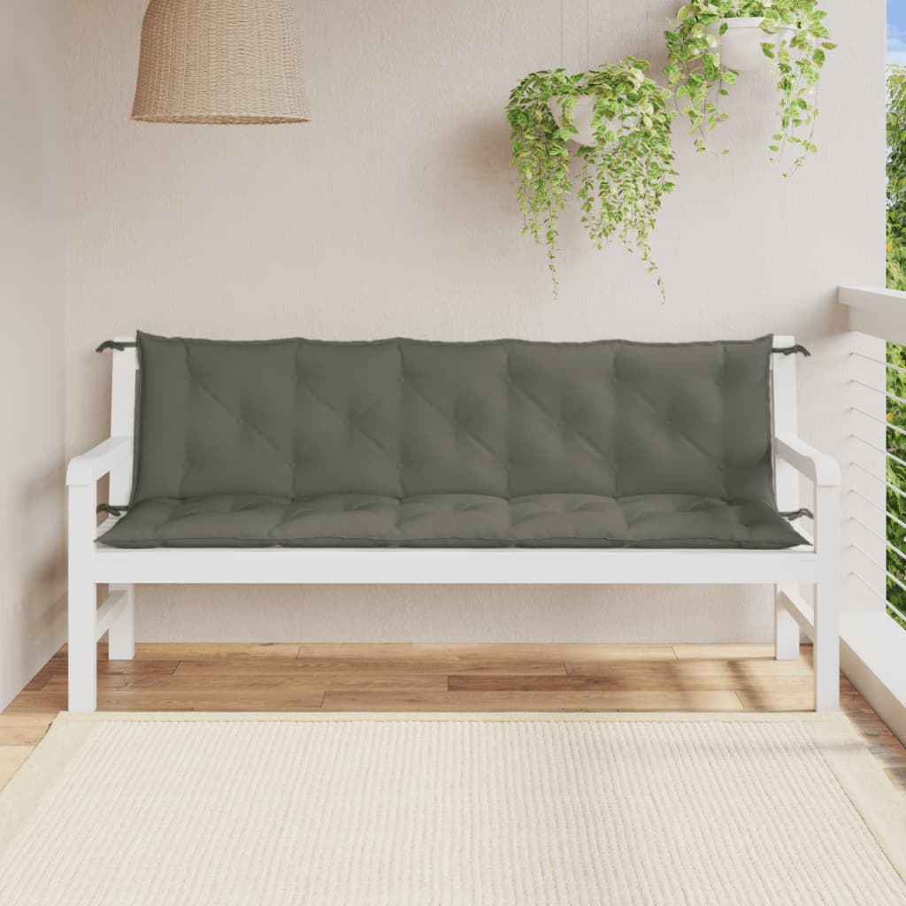 Coussins de banc de jardin lot de 2 gris foncé mélangé tissu