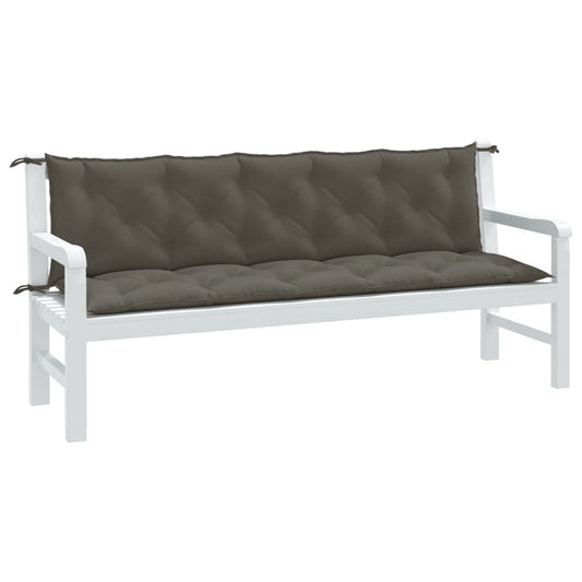 Coussins de banc de jardin lot de 2 gris foncé mélangé tissu