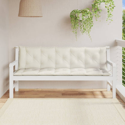 Coussins de banc de jardin lot de 2 crème mélangé tissu