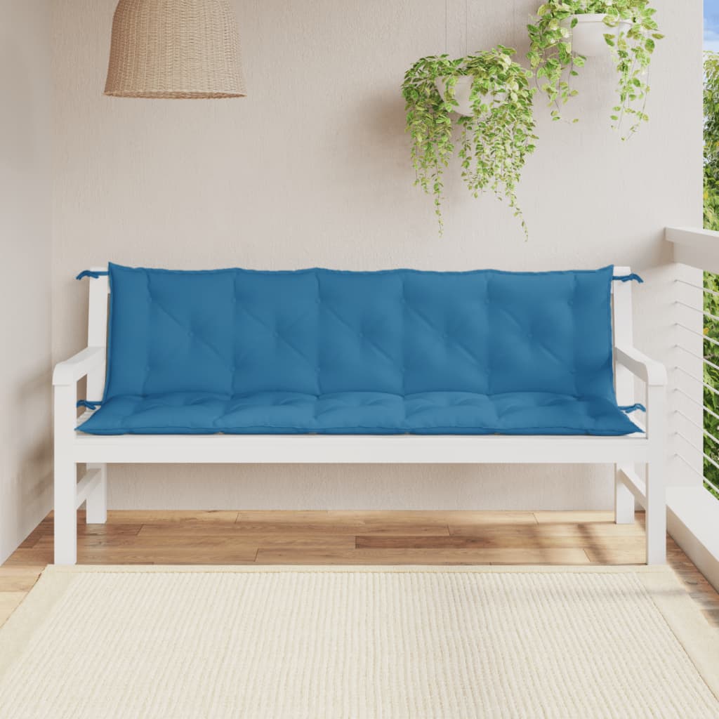 Coussins de banc de jardin lot de 2 bleu mélangé tissu