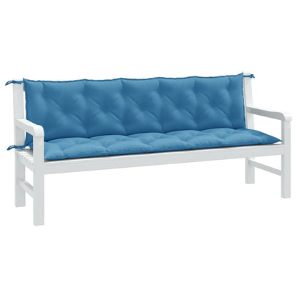 Coussins de banc de jardin lot de 2 bleu mélangé tissu