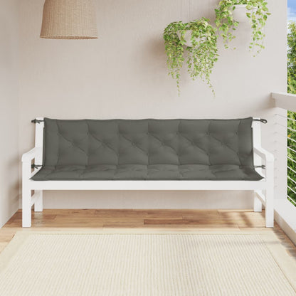 Coussins de banc de jardin lot de 2 gris foncé mélangé tissu