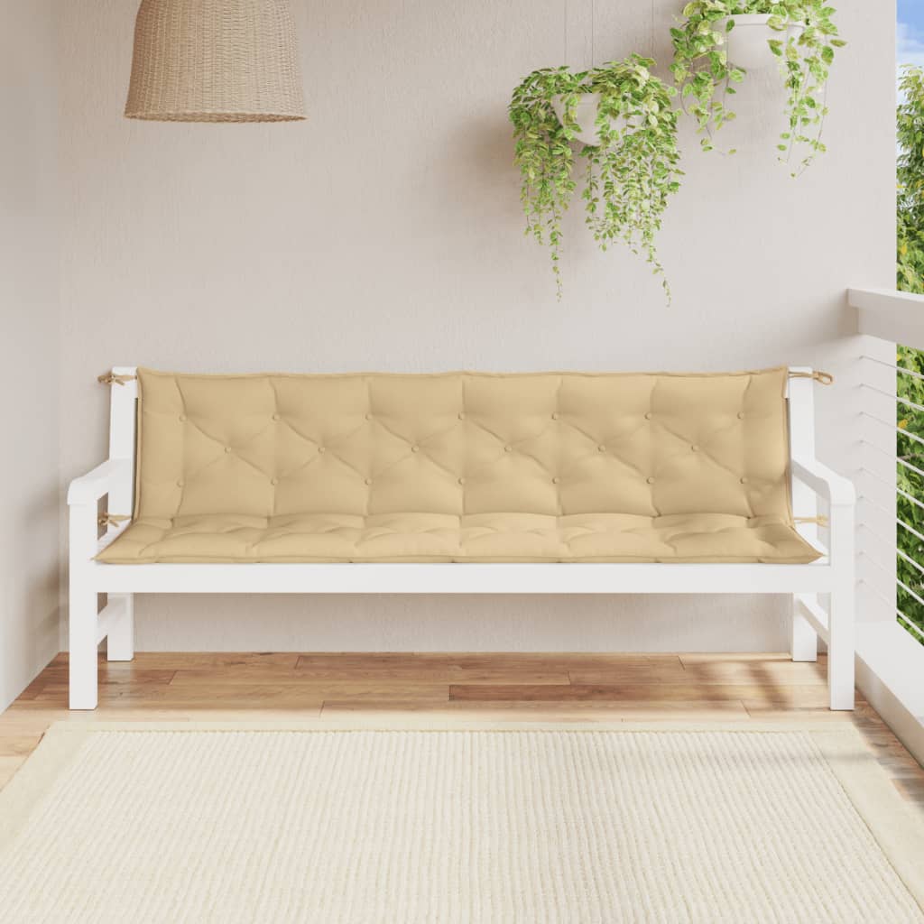 Coussins de banc de jardin lot de 2 beige mélangé tissu