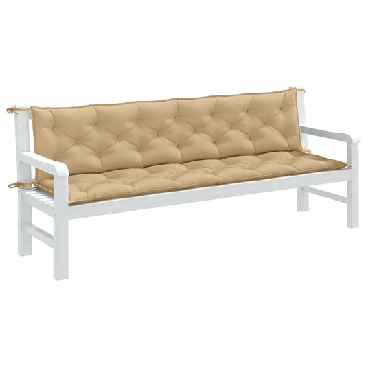 Coussins de banc de jardin lot de 2 beige mélangé tissu