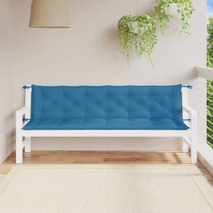 Coussins de banc de jardin lot de 2 bleu mélangé tissu