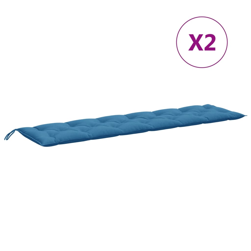 Coussins de banc de jardin lot de 2 bleu mélangé tissu