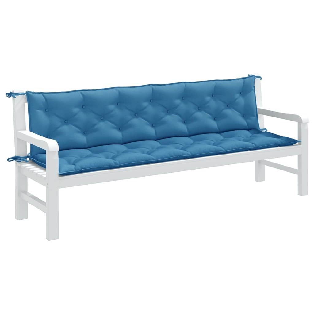 Coussins de banc de jardin lot de 2 bleu mélangé tissu