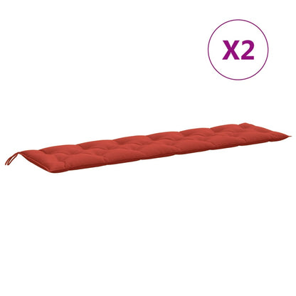 Coussins de banc de jardin lot de 2 rouge mélangé tissu