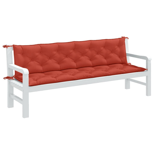 Coussins de banc de jardin lot de 2 rouge mélangé tissu