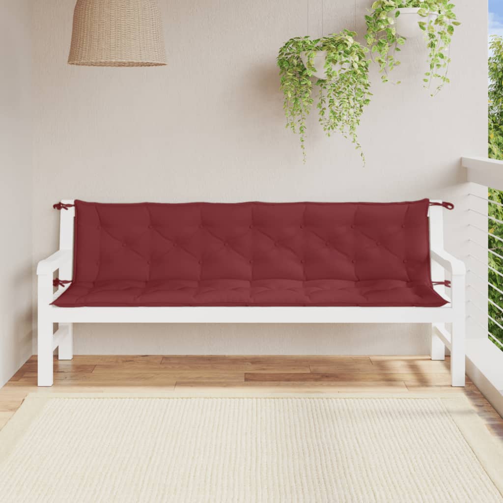 Coussins de banc de jardin lot de 2 rouge bordeaux mélangé