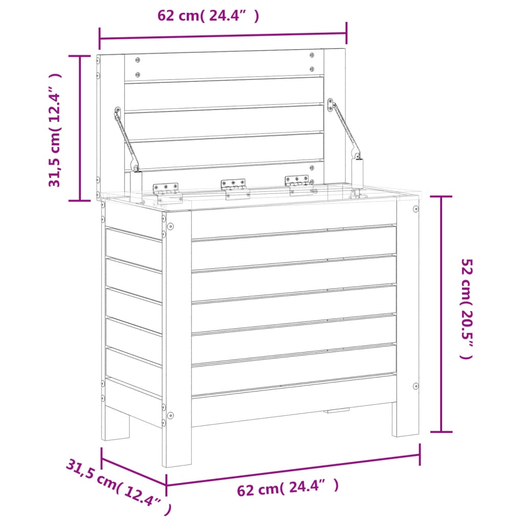 Repose-pied de jardin 62x31,5x52 cm bois de pin massif