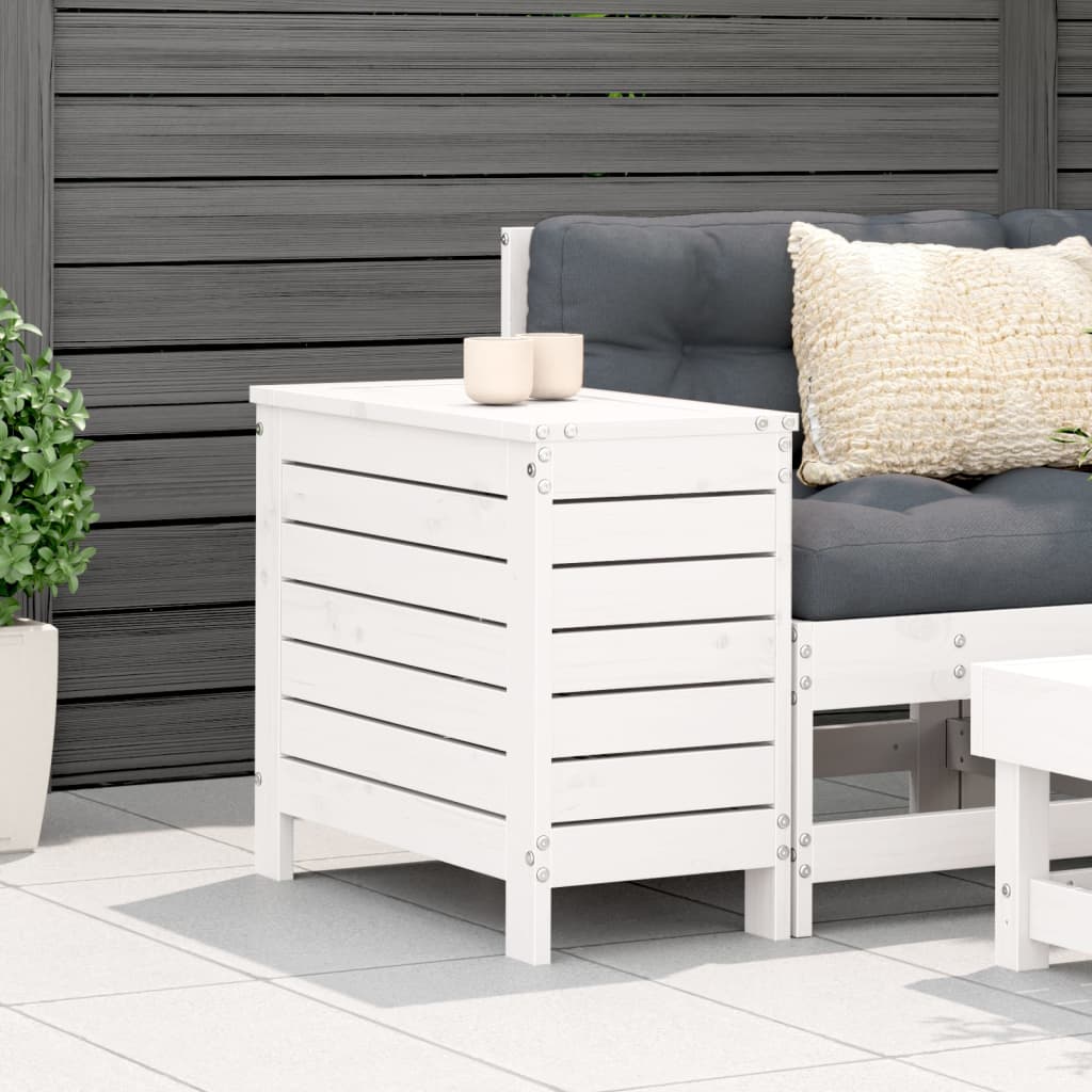 Repose-pied de jardin blanc 62x31,5x52 cm bois de pin massif