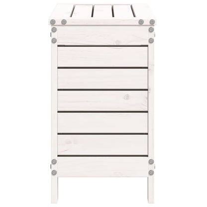 Repose-pied de jardin blanc 62x31,5x52 cm bois de pin massif